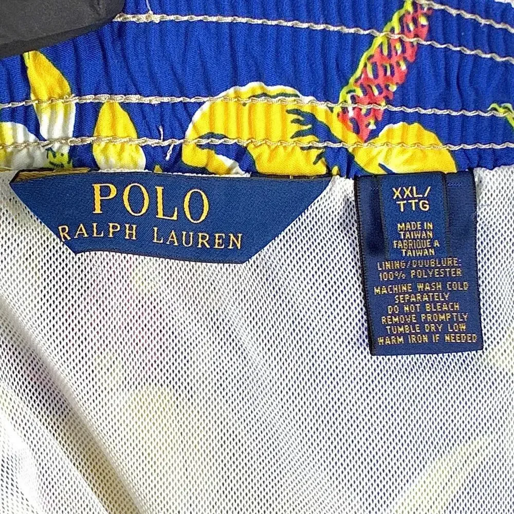 Polo Ralph Lauren Swim Trunks Mens XXL Blue Floral Hawaiian Aloha Beach Surf